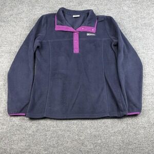 Columbia Fleece Sweatshirt Womens Medium Blue Snap Collar Lightweight Pullover